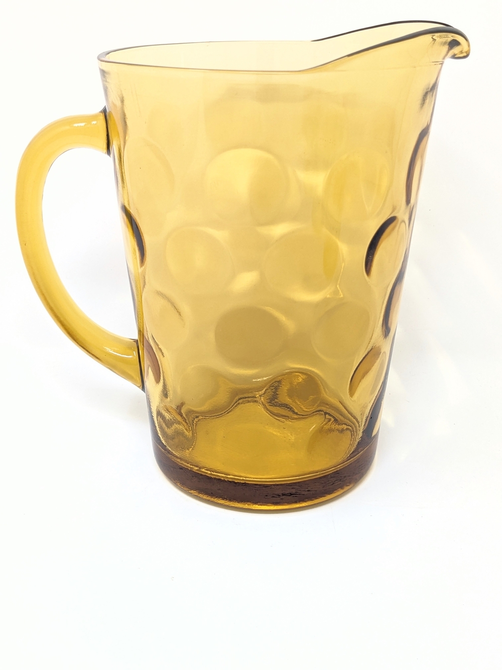 Vintage Hazel Atlas Amber Mid Century Pitcher and 5-Glass Set Retro Dot Pattern - Picture 11 of 15